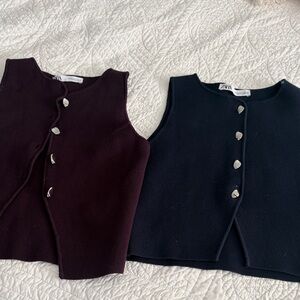 Zara Women's Tops in Burgundy and Navy